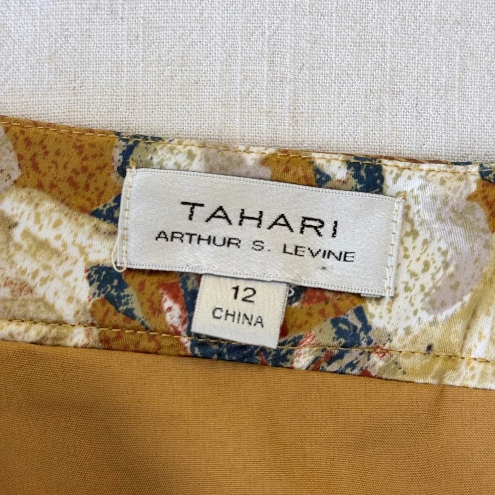 Tahari Arthur‎ S Levine Cottagecore Floral Mustard A-Line Pleated Skirt 12